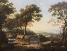 English School (19th century)oil on canvasTraveller in an extensive landscape28 x 36in.