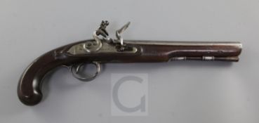 A flintlock holster pistol, by Thomas, fullstocked, steel mounts, c.1800, 15.5in.A SMALL