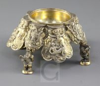 A late 19th century continental, possible German, silver gilt table salt with the Earl of Rosebery