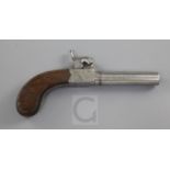 A percussion pocket pistol, Birmingham proved, by Haratt, Huntingdon, c.1840, 7.25in.