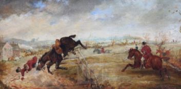 Rudolf Stone (19th century),oil on canvas'Taking A Fall'signed7 x 14in.