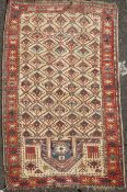 A Daghestan ivory ground prayer mat, c.1860, with field of arrow shaped geometric motifs, 5ft 6in by