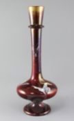 A tall Clement Massier Japonaise flambe bottle vase, late 19th century, enamelled in colours with