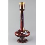 A tall Clement Massier Japonaise flambe bottle vase, late 19th century, enamelled in colours with