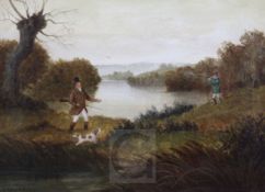 A. Roland. Knight (fl.1810-1840)pair of oils on canvasSportsmen in landscapessigned9.5 x 13.5in.