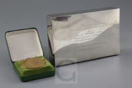 A silver cigarette box presented to Billy Wright, former Captain of England and Wolverhampton