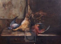 19th century English Schooloil on canvasStill life of game in a larder21 x 29.5in.