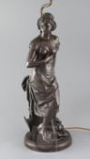 Charles-Georges Ferville-Suan (1847-1925). A 19th century French bronze figure of a woman leaning