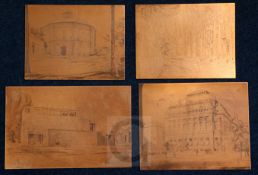 Edgar Holloway (1914-2008)four copper etching platesTroy Music Hall 1972, M182, 175 x 221mm,