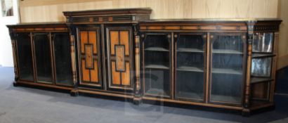 Lamb of Manchester. A Victorian Aesthetic period parcel ebonised thuya wood, walnut and marquetry