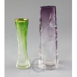 Two Moser intaglio cut vases, early 20th century, both cut with flower and foliage, the first of