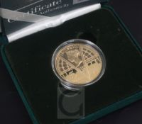 A cased Royal Mint 2001 gold proof Victorian Anniversary £5 crown, no0421/3500.