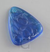 A Lalique 'Sorbier' blue glass pendant, introduced in 1920, not re-issued after 1946, 5cm