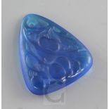 A Lalique 'Sorbier' blue glass pendant, introduced in 1920, not re-issued after 1946, 5cm