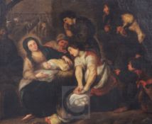 Manner of Jacob Jordaens (1593-1678)oil on zinc panelAdoration of the Shepherds11 x 14in.