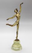 Josef Lorenzl (1892-1950). A patinated bronze figure of a nude girl, signed, on green onyx socle,