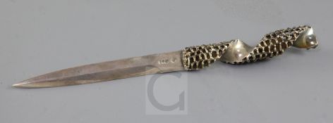 A 1970's silver letter opener by Stuart Devlin, with spiral twist openwork handle, London, 1978,
