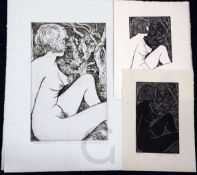 Edgar Holloway (1914-2008)three etchings and two wood engravingsDryad 1985, 1st state (only print)