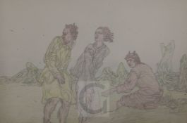 § Austin Osman Spare (1888-1956)pencil and coloured pencils on thin wove paperMan, woman and satyr
