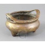 A Chinese bronze ding censer, Xuande mark but later, diameter 14cm