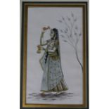 Four Indian paintings depicting dancers, 16 x 9cm