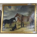 G. Greenoil on canvasHorses, foals and a hound in a landscapesigned and dated 185661 x 74cm