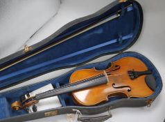 A 19th century violin, cased