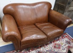 A leather settee, W.190cm