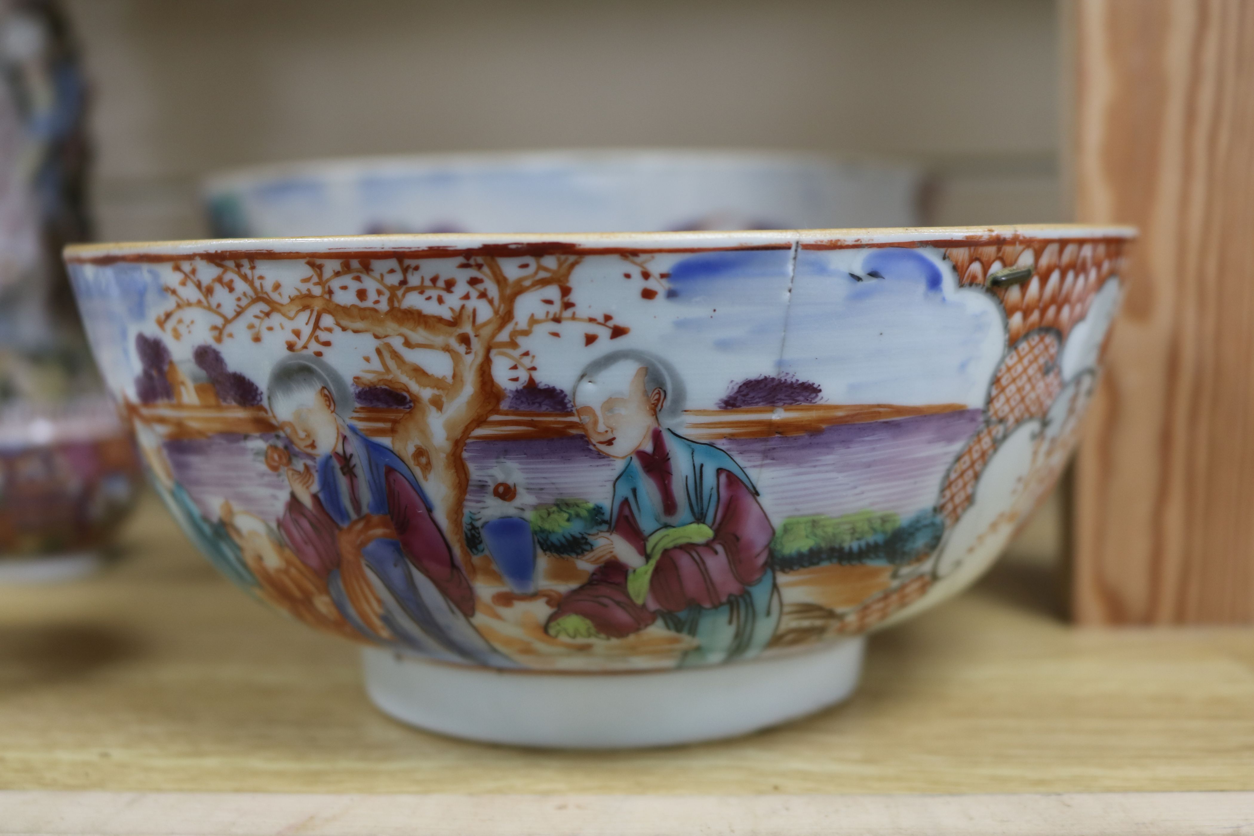 Three Chinese famille rose bowls, a Limoges teaset, a Paris porcelain cup and saucer etc - Image 5 of 14
