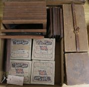 A quantity of children's hand-painted lantern slides, mahogany-cased, various boxed sets of Boer