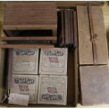 A quantity of children's hand-painted lantern slides, mahogany-cased, various boxed sets of Boer