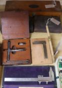 A set of draughtman's instruments and five cased precision engineering instruments (6)