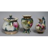 Three Royal Worcester miniature vase
