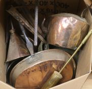 A quantity of brass and copper wares