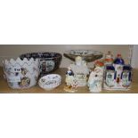 A collection of mixed ceramics including Staffordshire figures