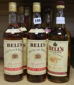 Bells 8 year old whisky (3 in box), 2 x Bells Extra Special whisky, and 1 x litre Bells Extra