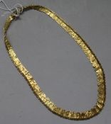 An Italian 18ct gold fringe necklace, 43cm, 36.8 grams.