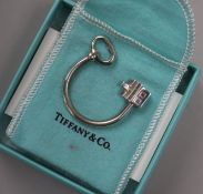A Tiffany & Co sterling silver key ring, with Tiffany box and pouch, 38mm.