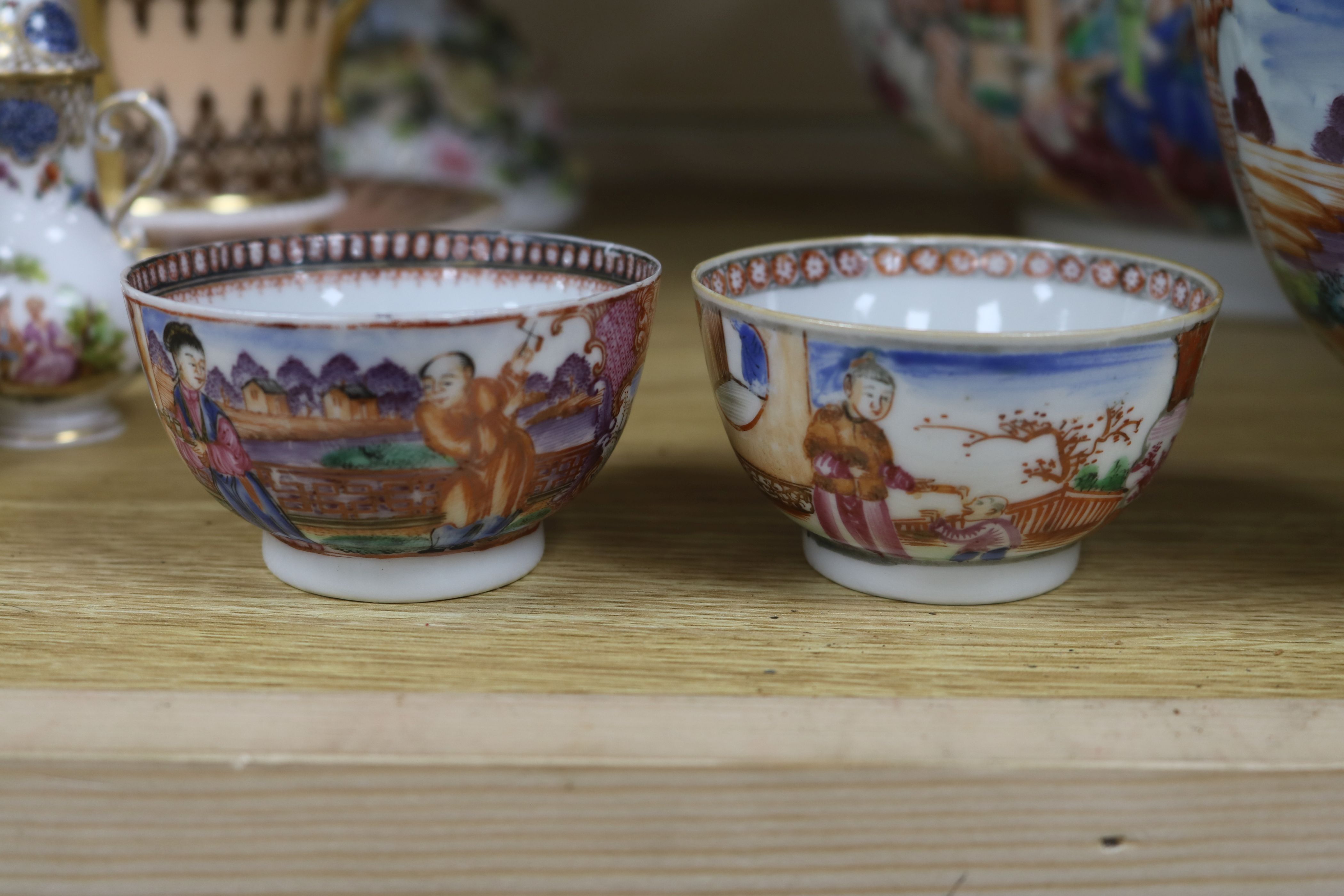 Three Chinese famille rose bowls, a Limoges teaset, a Paris porcelain cup and saucer etc - Image 10 of 14