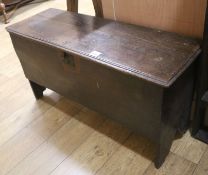 An 18th century oak sabre chest, W.105cm