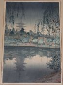 Japanese Schoolwoodblock printView across a lake40 x 27cm