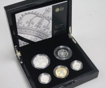 A cased 2010 UK silver Piedfort 5 coin set