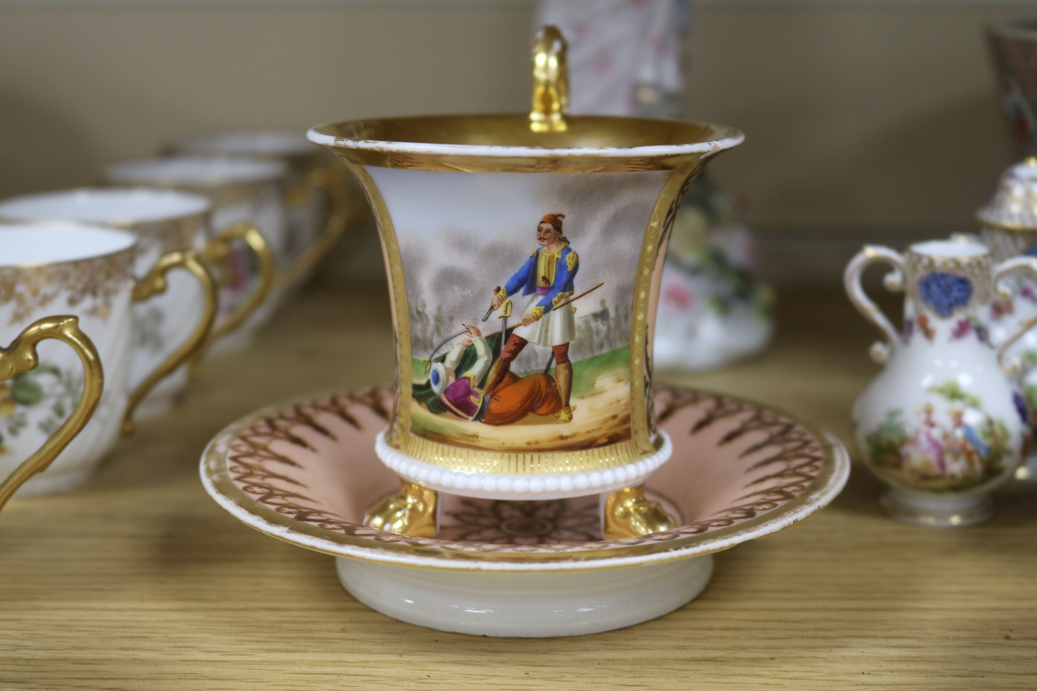 Three Chinese famille rose bowls, a Limoges teaset, a Paris porcelain cup and saucer etc - Image 12 of 14