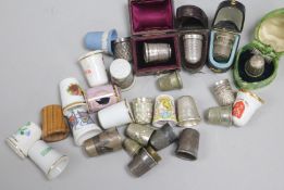 A collection of porcelain thimbles