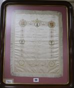 A Royal Opera Covent Garden silk programme, Gala Performance, June 8, 1905, framed