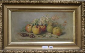 English School c.1900hand tinted printStill life of fruit28 x 58cm