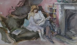 Phyllis Ethel Ginger (1907-2005)watercolour'Reading a Story No. II'signed31 x 49cm