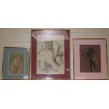 Bardon3 pastel studiesNudes, c.1974signedlargest 40 x 28cm