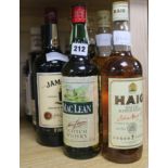 9 x assorted bottles of whisky, including Catto's, Kennore, J&B, Haig and Ballautires