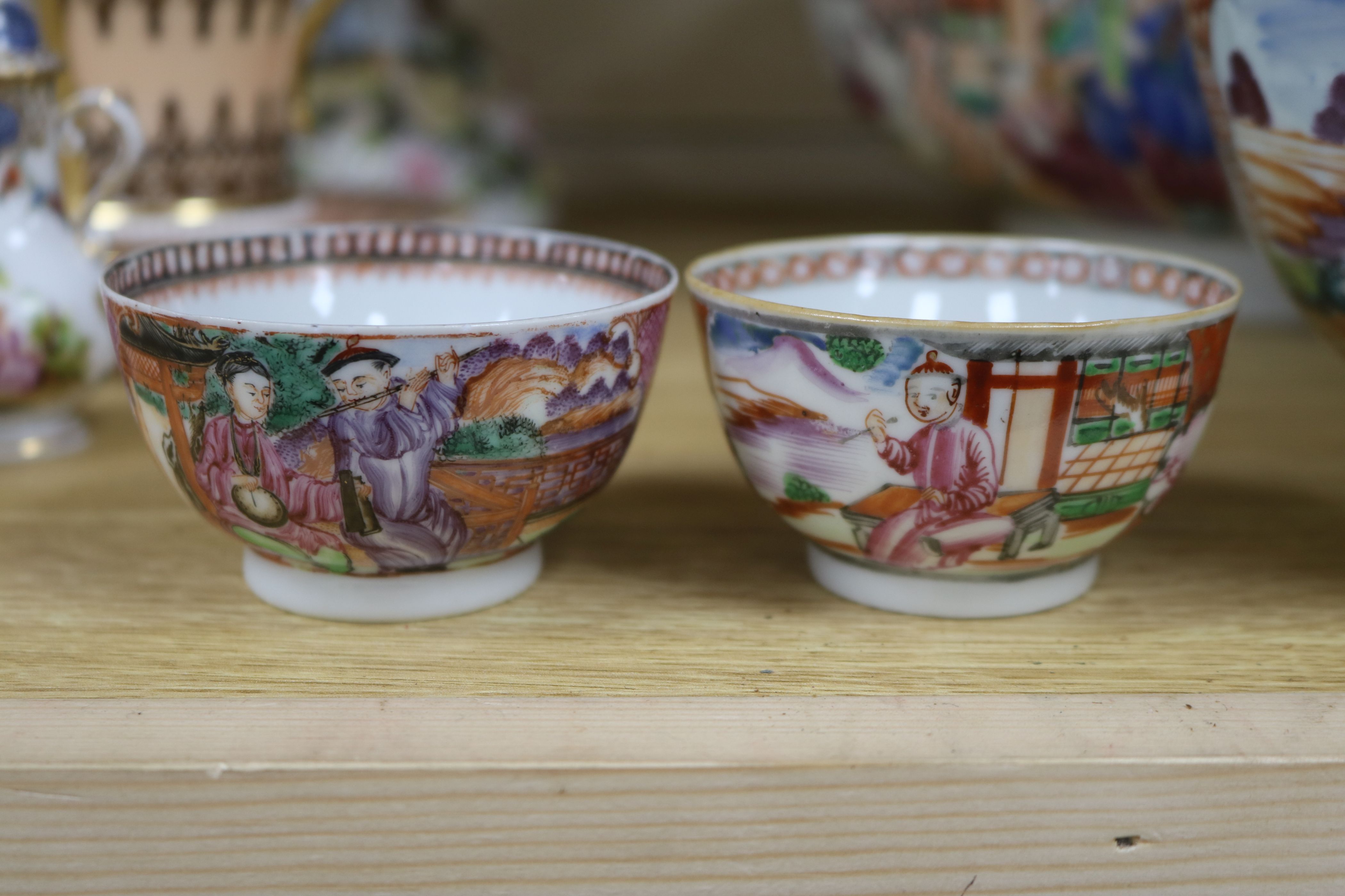 Three Chinese famille rose bowls, a Limoges teaset, a Paris porcelain cup and saucer etc - Image 9 of 14